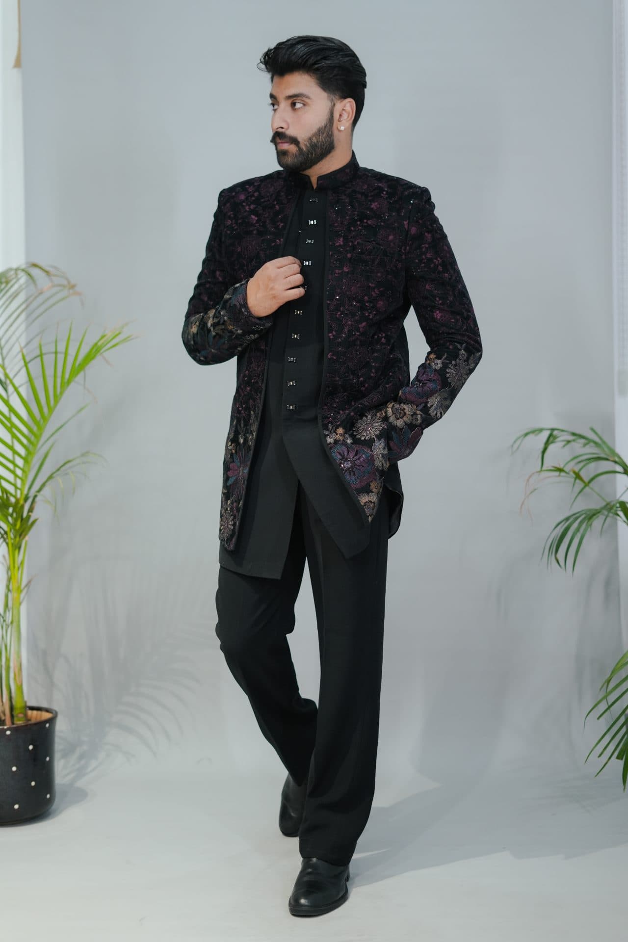 Indowestern Velvet Fancy Black